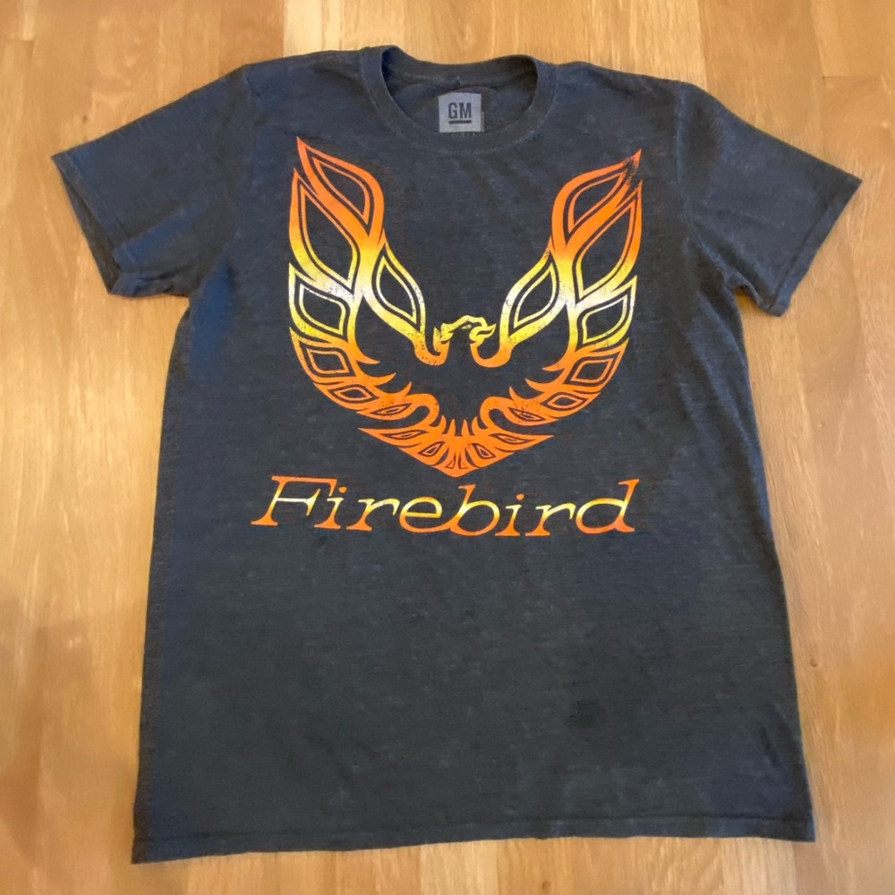 GM Firebird Automotive Short Sleeve Grey Tee Shirt / Ombre Logo /Size M